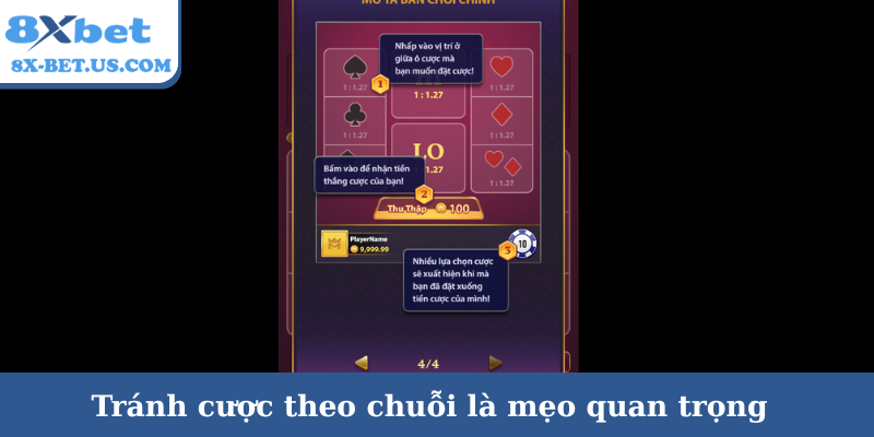 Tránh cược theo chuỗi là mẹo quan trọng